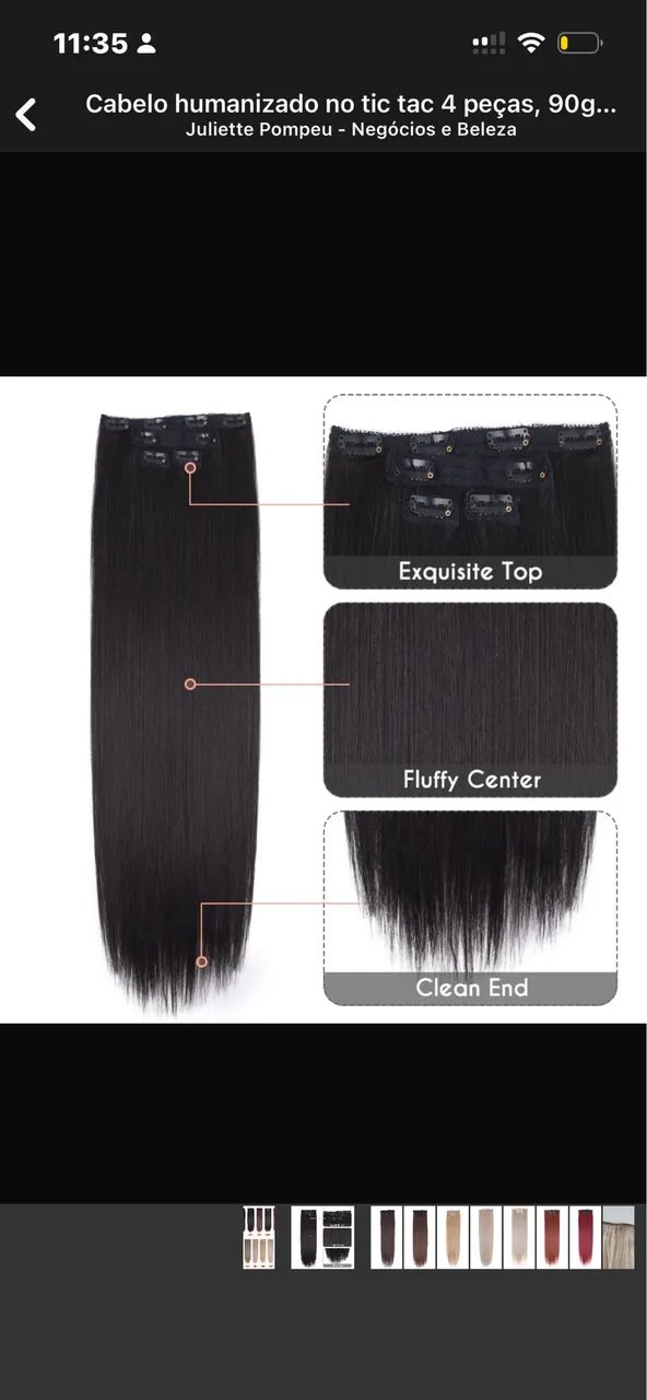 Mega hair tic tac humanizado várias cores 70cm  - Foto 3