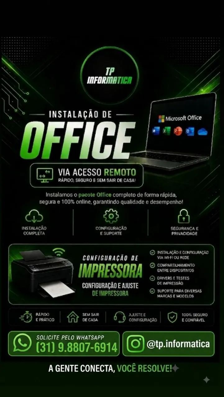 Instalação de Office e impressoras