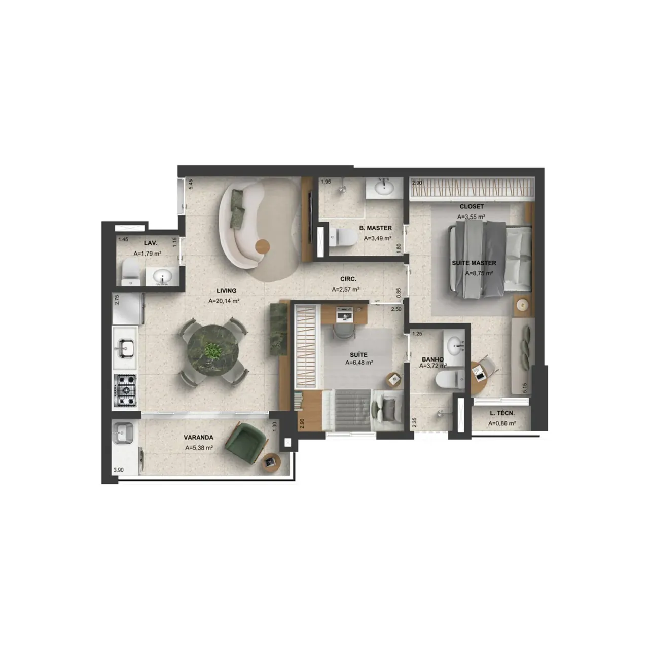 PLANTA 67m²