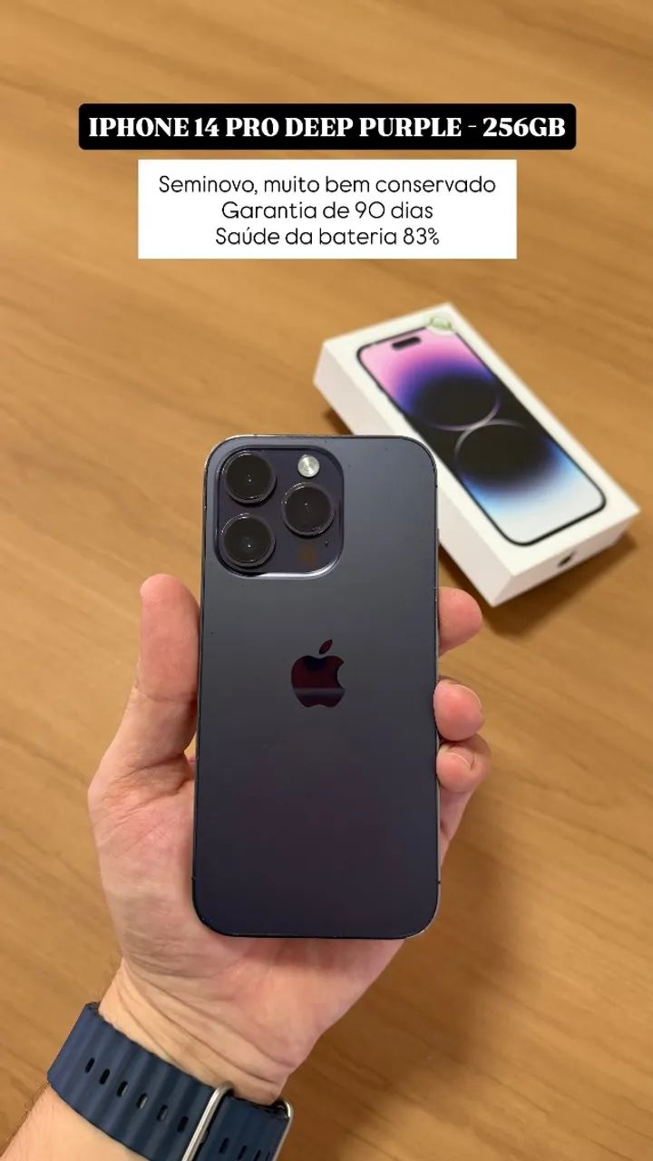 iPhone 14 Pro 256GB Deep Purple, Seminovo muito bem conservado