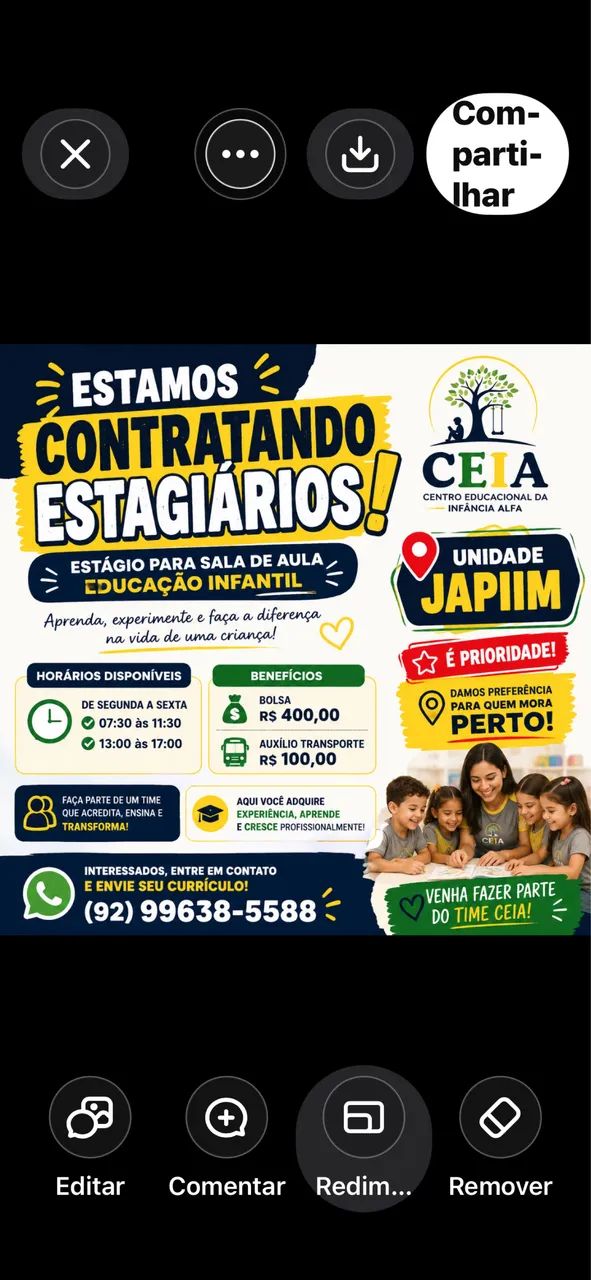 Vaga para estagiário 