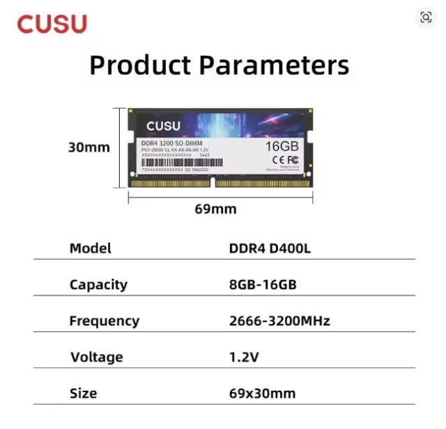 Memória DDR4 8GB 3200 CUSU NotebooK - Foto 2