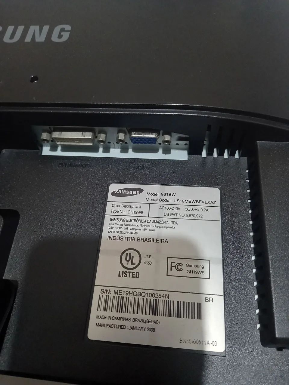 Monitor Samsung 19 polegadas entradas vga e dvi usado!!! - Foto 3