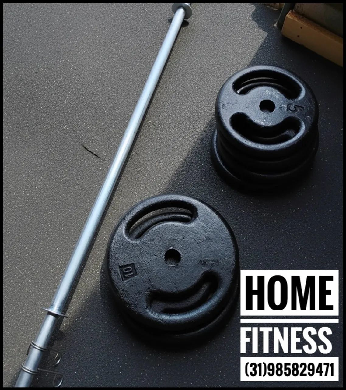 Kit com 40 kg de Anilhas + Barra 