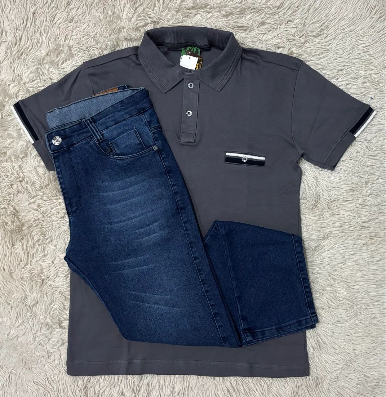 Kit G Camisa Polo e Calça Jeans 42 