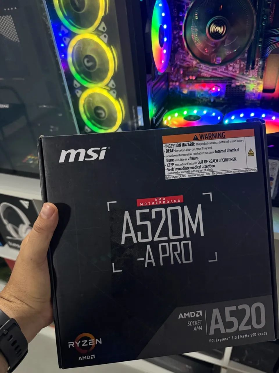 Placa-Mãe MSI A520M-A PRO, AMD AM4, mATX, DDR4.