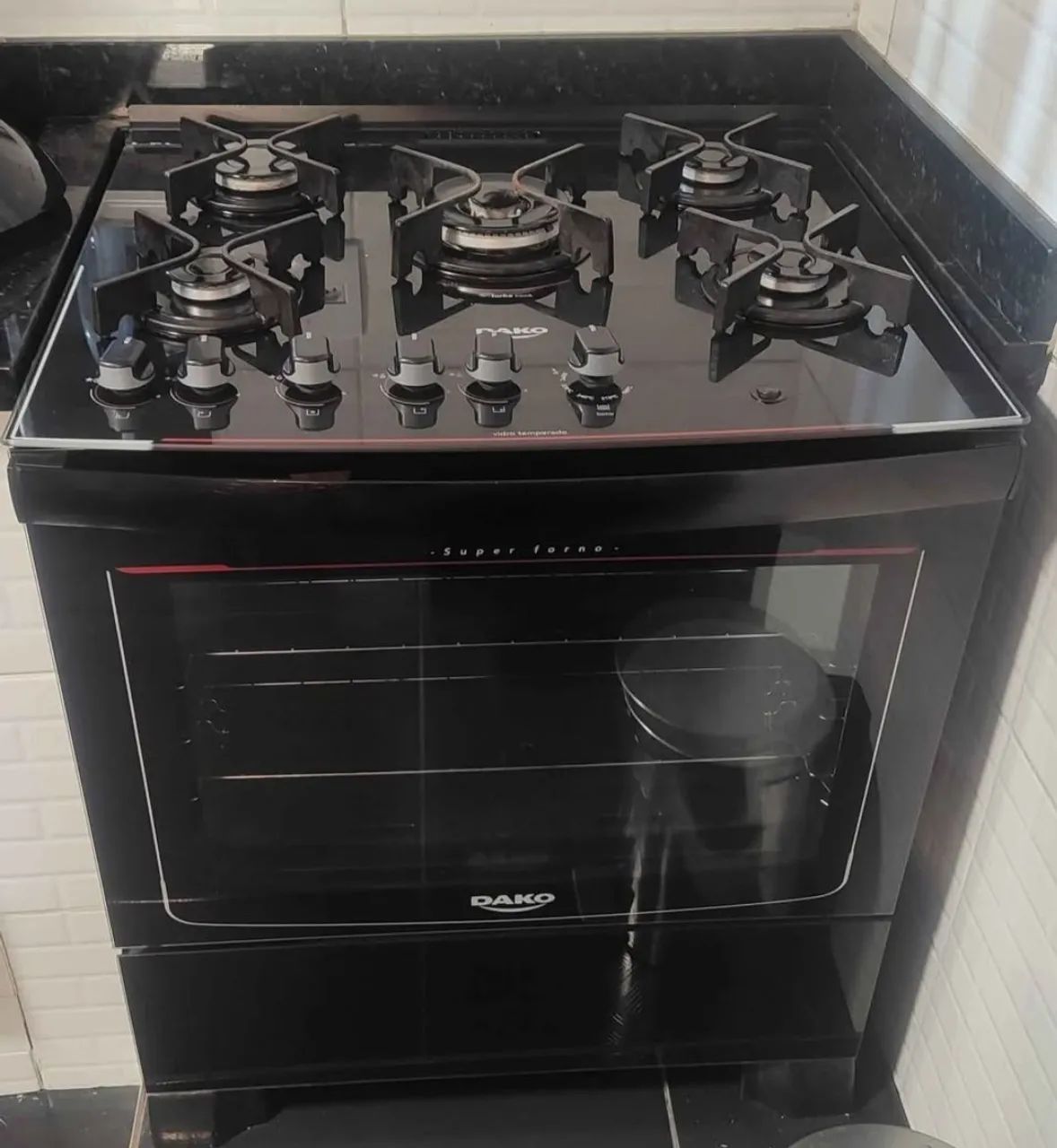 Fogão Dako 5 bocas tampo de vidro 