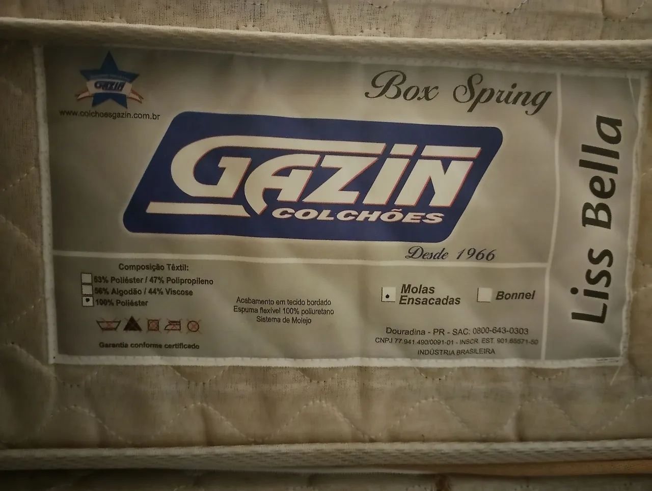 CAMA CASAL GAZIN COM COLCHÃO MOLAS ENSACADAS 