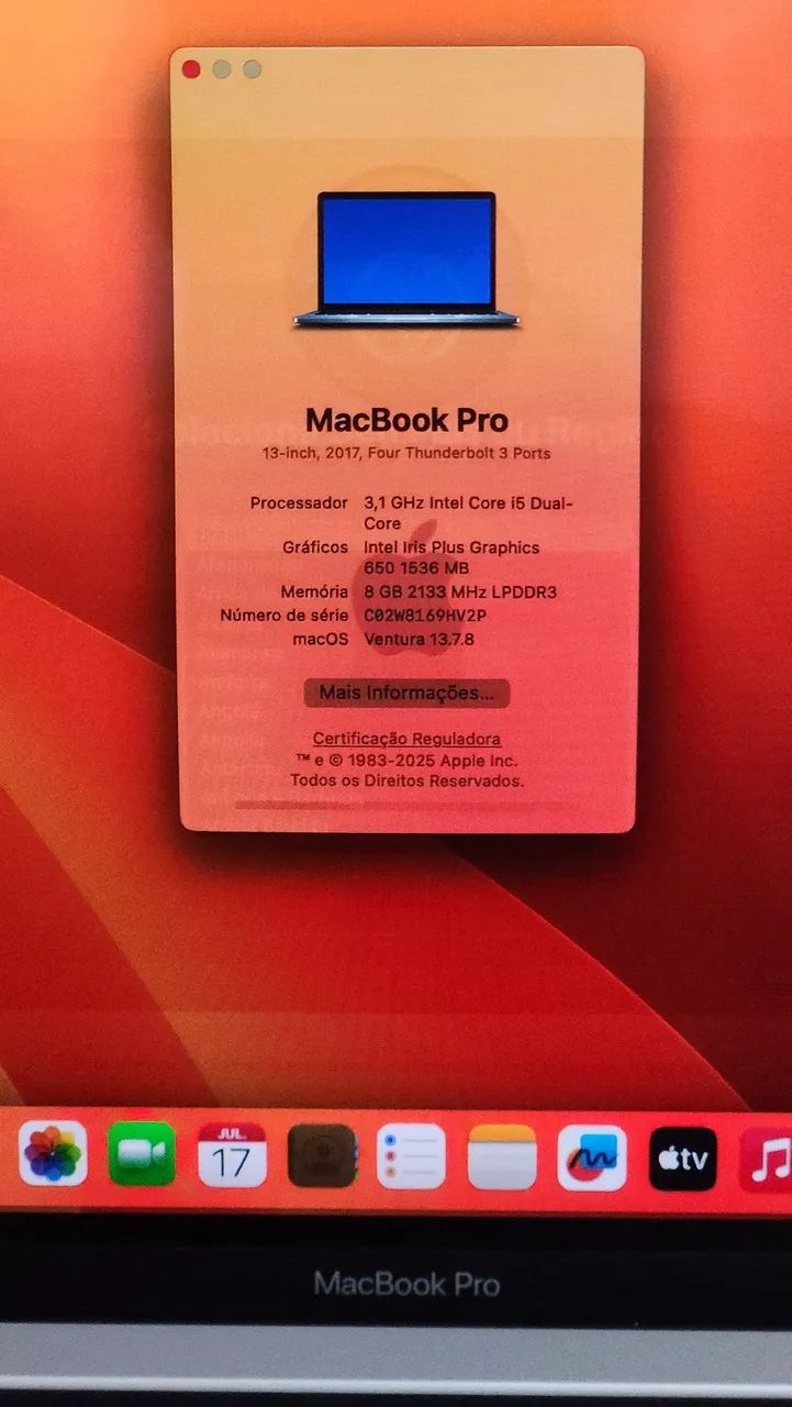 Leia* Macbook Pro 13 Retina 2017 A1706 i5 8GB 512GB - Notebooks