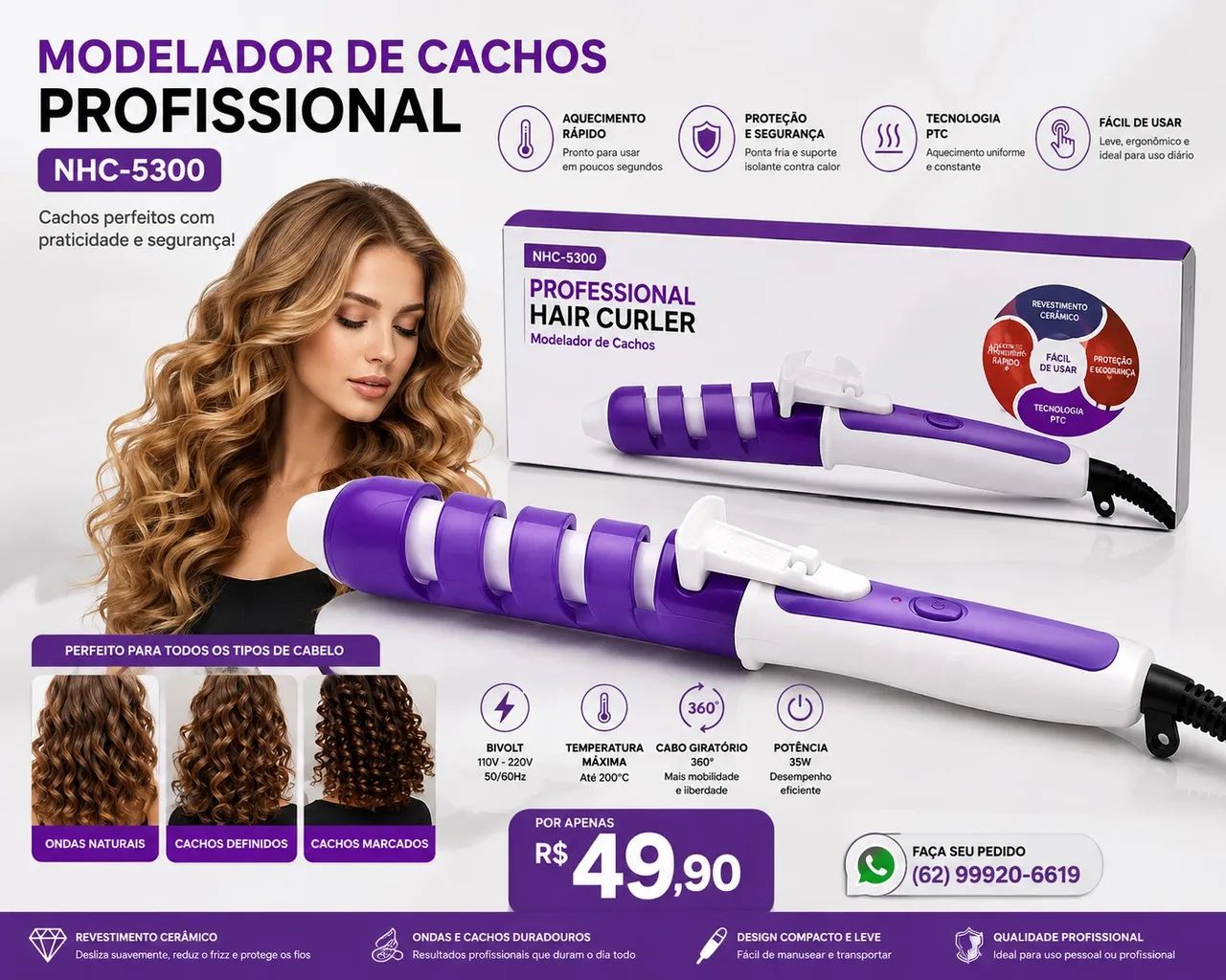MODELADOR DE CACHOS PROFISSIONAL 