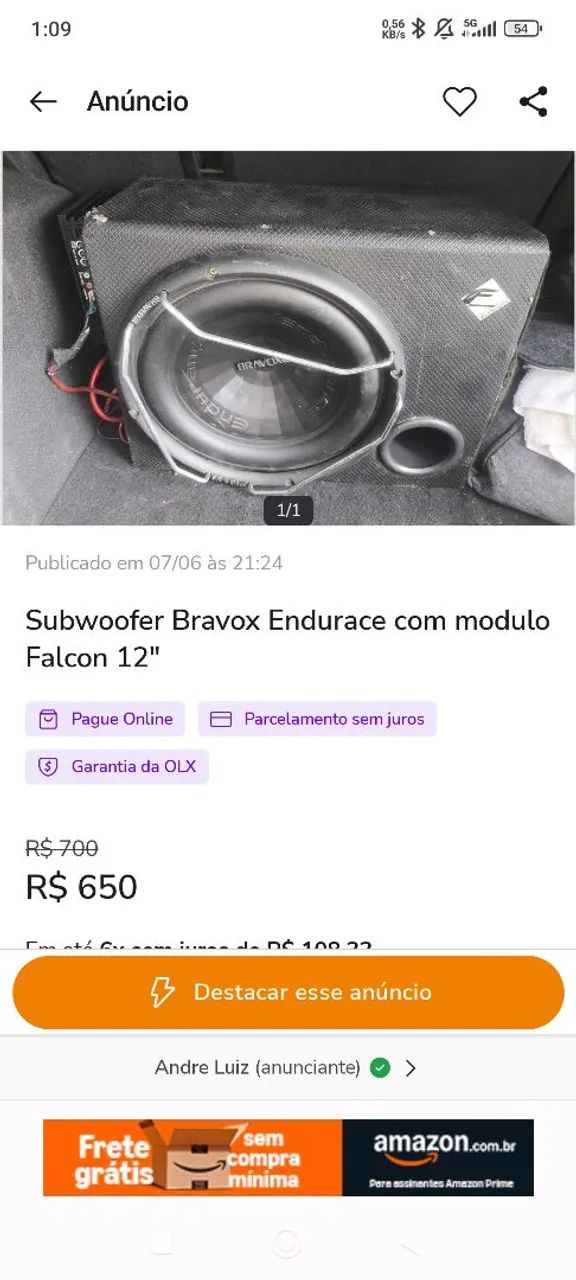 Caixa selada Bravox com sub de 12 e módulo Falcon funcionando perfeitamente  - Foto 2