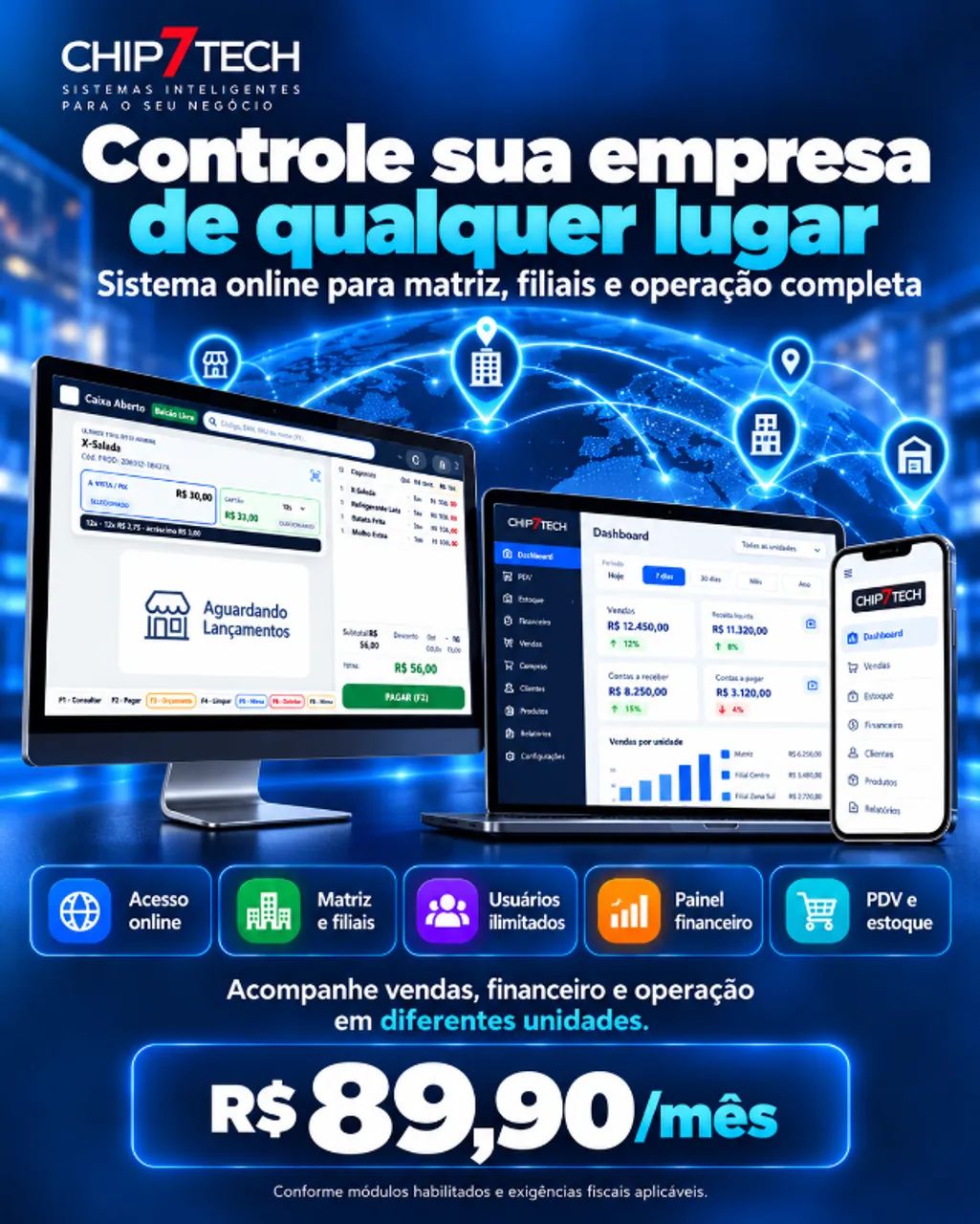 Sistema PDV Online CHIP7TECH para Empresas - Foto 4