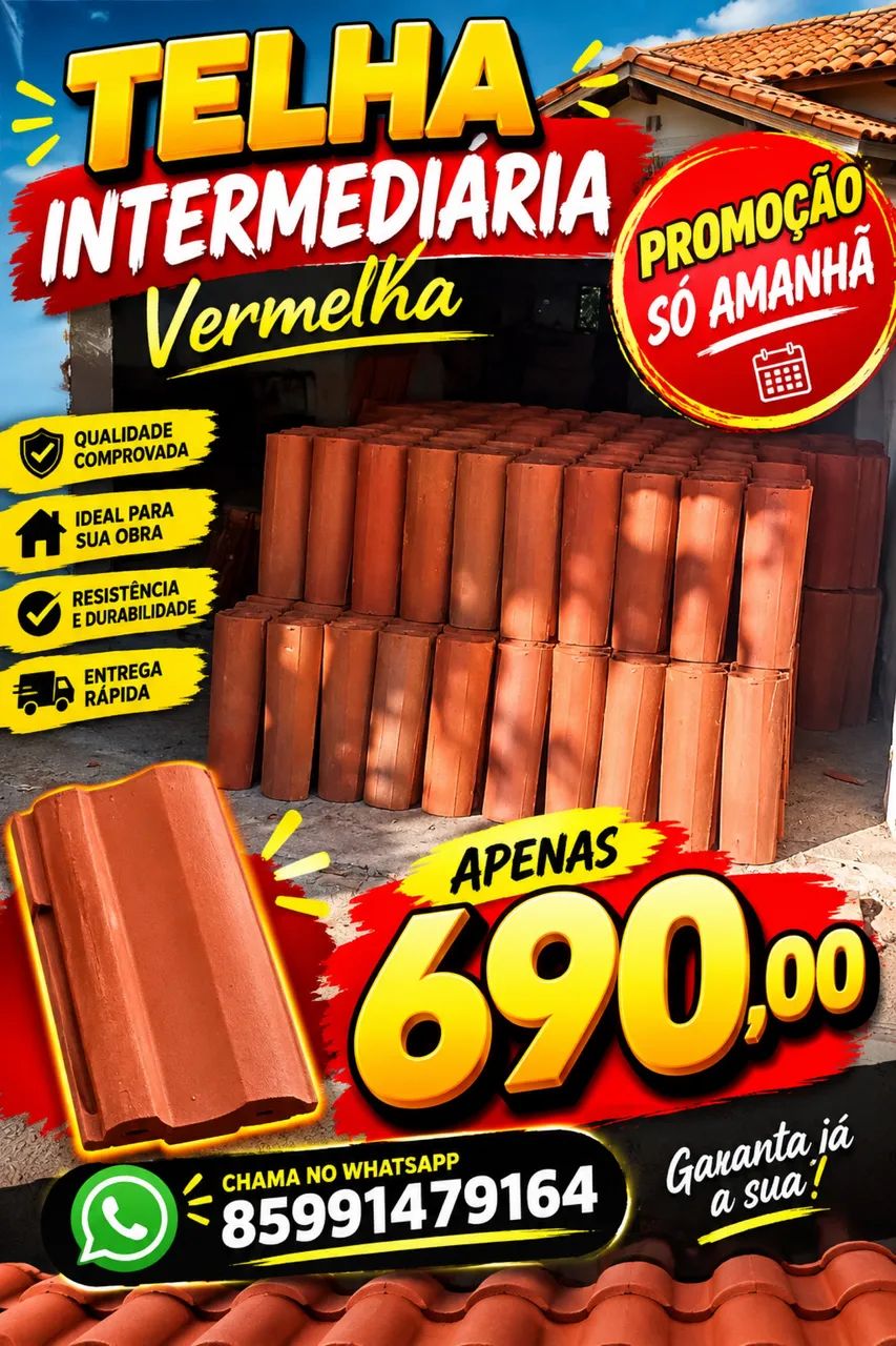 Telha intermediária vermelha 