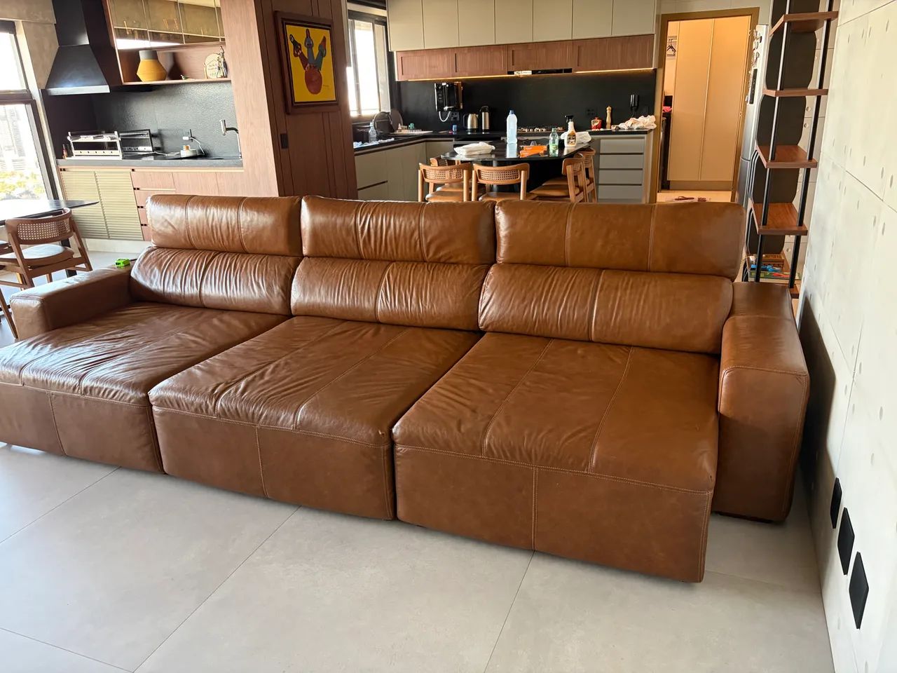 SOFA ALTO PADRAO RETRATIL COURO LEGITIMO 3,60m - Foto 2