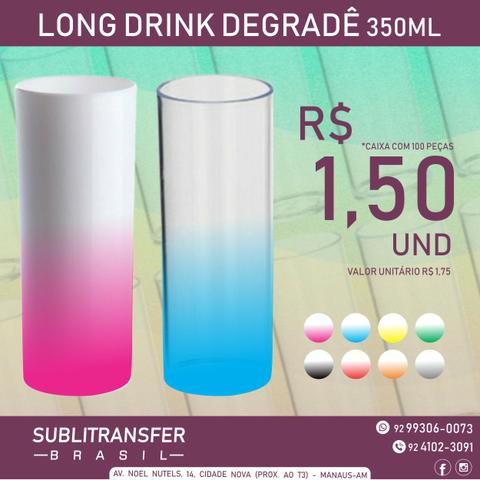 Copo Long Drink Degradê Liso Para Transfer a Laser