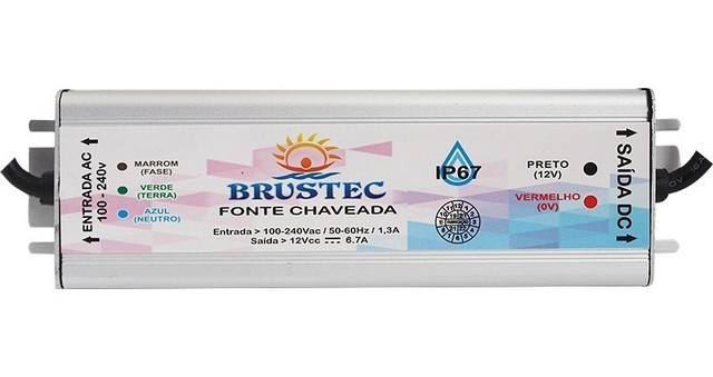 Fonte Chaveada 6a 12v Brustec Para Leds Monocromáticos - Entrega em Brasília.