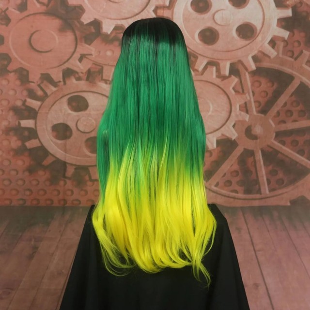 Peruca Lace Front Verde e Amarela Orgânica  - Foto 4