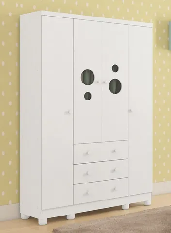 Guarda Roupa Infantil 4 Portas Bolinha 100% MDF (Novo)