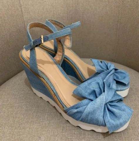 (Arezzo 37) Sandália Anabela Jeans Arezzo - Foto 4