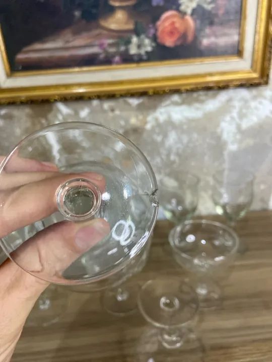 Conjunto Taças de Cristal com Lapidação em Ramos | Antiguidades - Foto 3