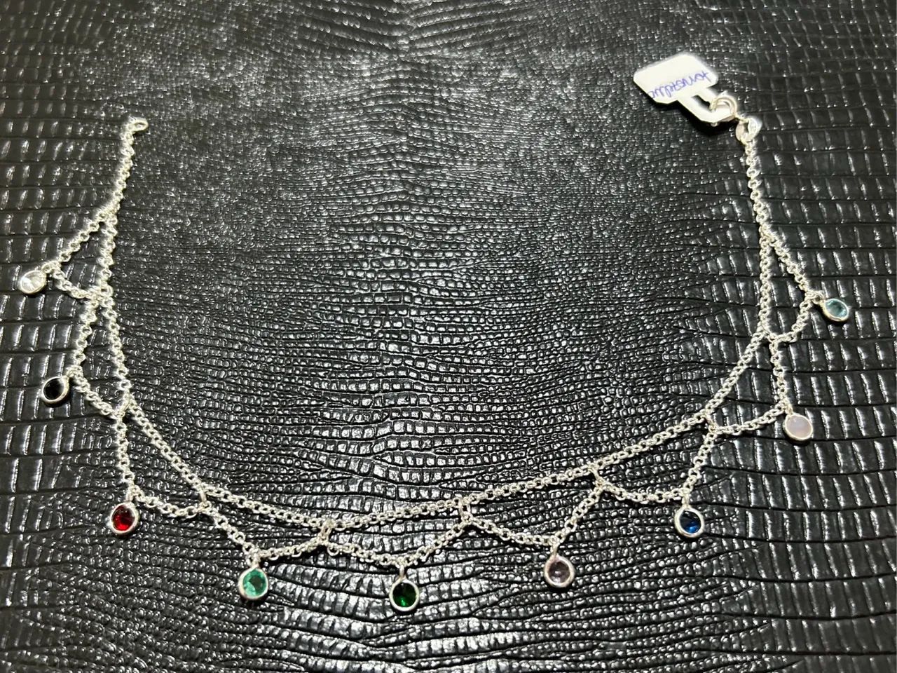 Tornozeleira em prata 925, com zircônia colorida - Foto 3