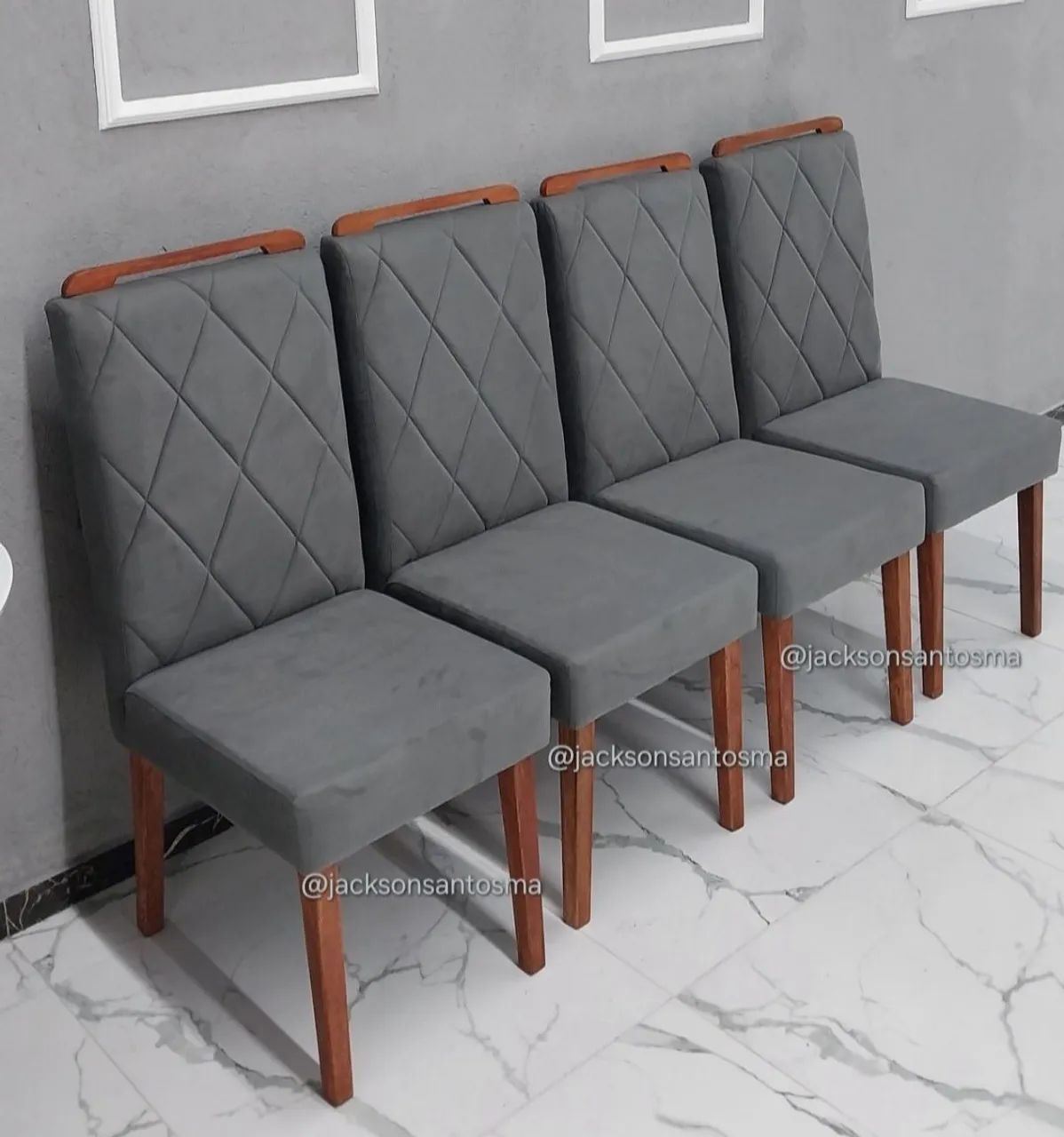 Conjunto de Cadeiras de Jantar Estofadas - Elegância Cinza - Foto 2