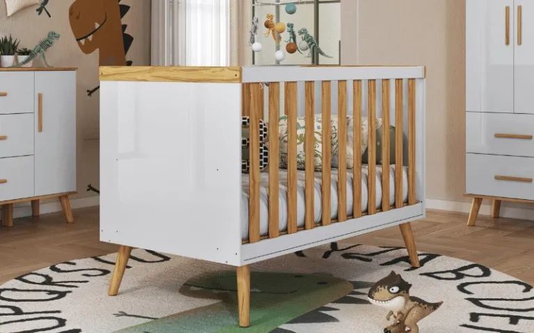 Berço Cama Americano Sky, 100% MDF - Peroba - Foto 3