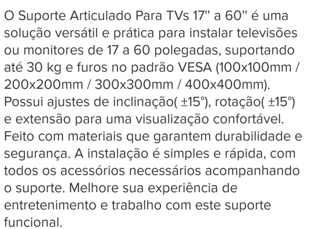 Suporte Articulado para TV de 17 a 60 polegadas - Foto 3