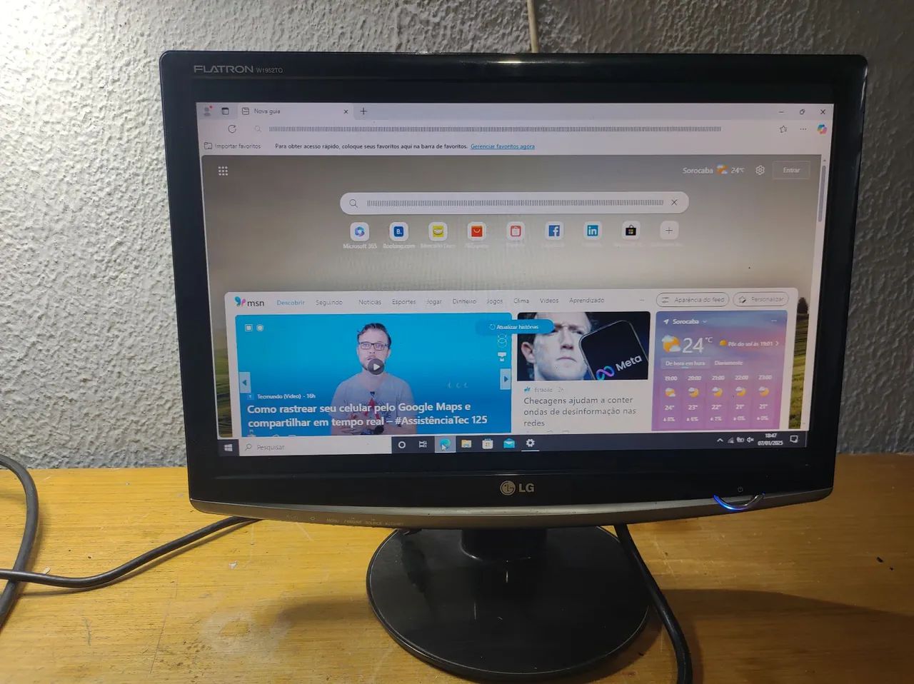 Monitor LG 19 Pol VGA e Dvi widescren 