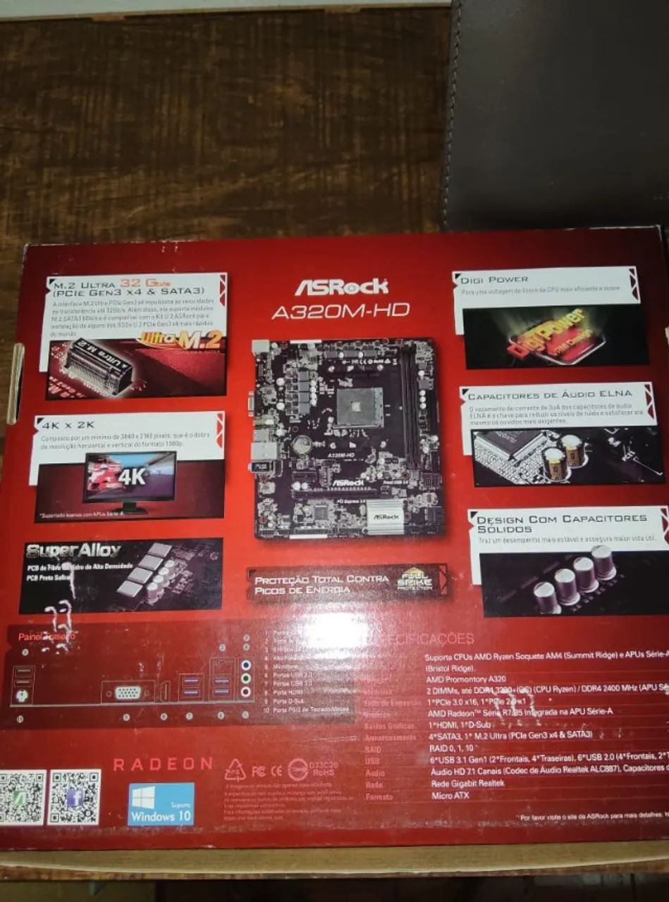 Placa Mae ASRock A320M-HD DDR4 Socket AM4 Chipset AMD A320 - Foto 2