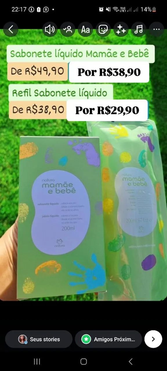 Sabonete Líquido e Hidratante Mamãe e Bebê Natura 