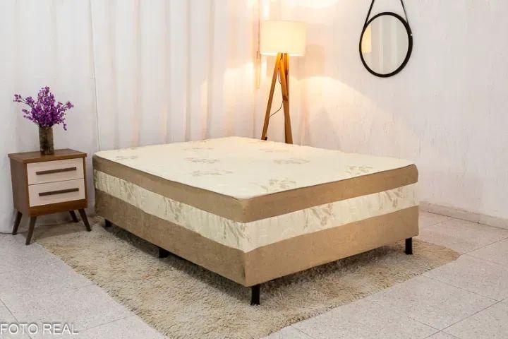 cama box casal suede preto