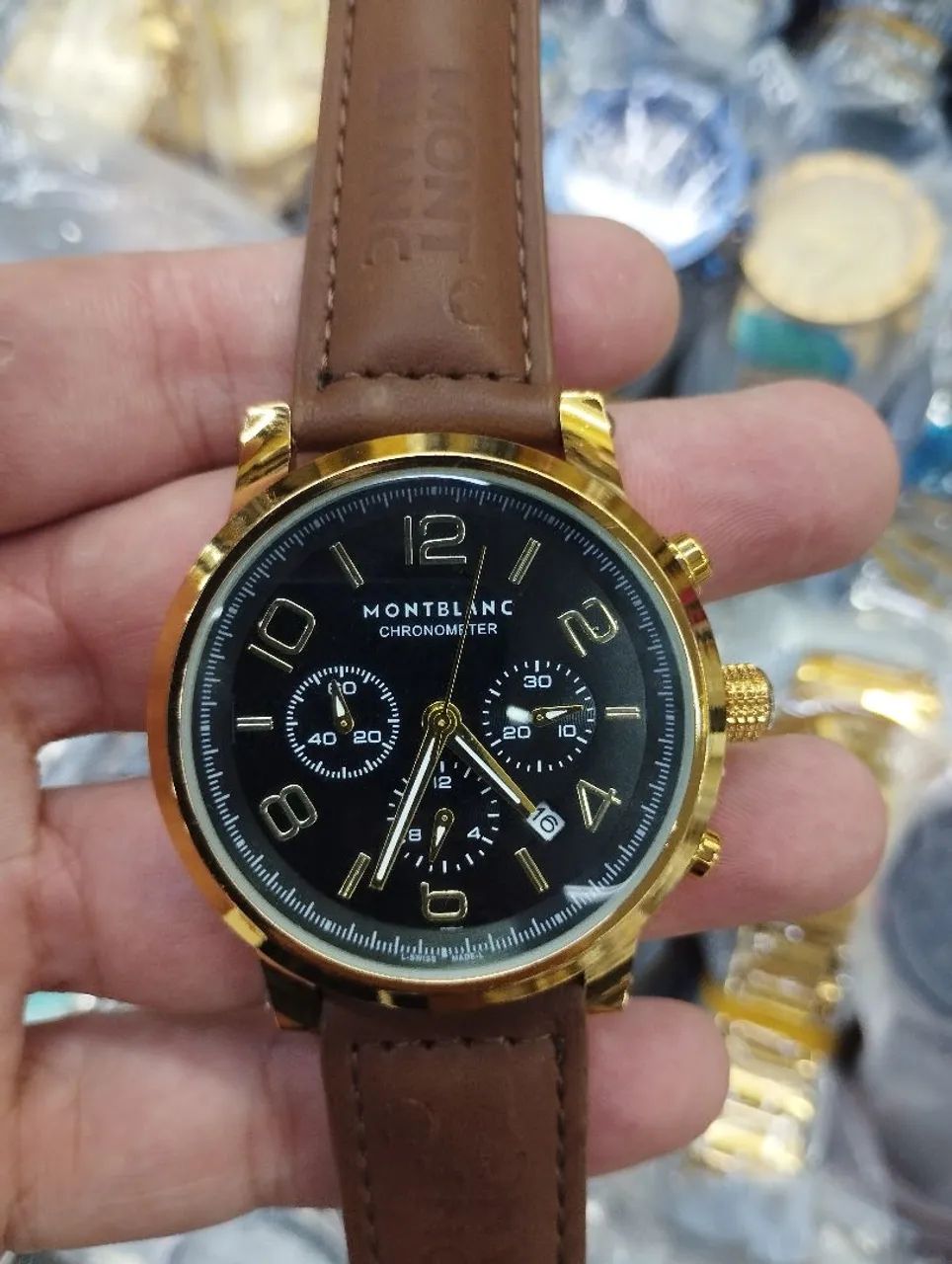 Relógio Montblanc Chronometer, pulseira em couro  - Foto 4