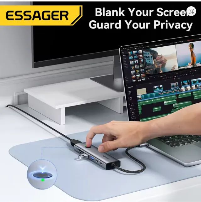 Hub Essager 7 in 1 hmdi 4k usb c - Foto 3