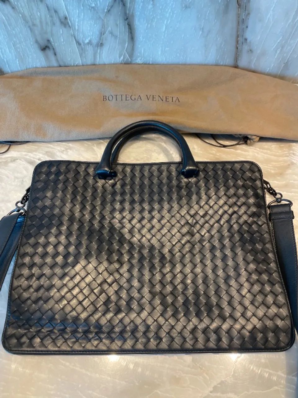Bottega Veneta Blu Intrecciato Briefcase / Pasta de Documentos