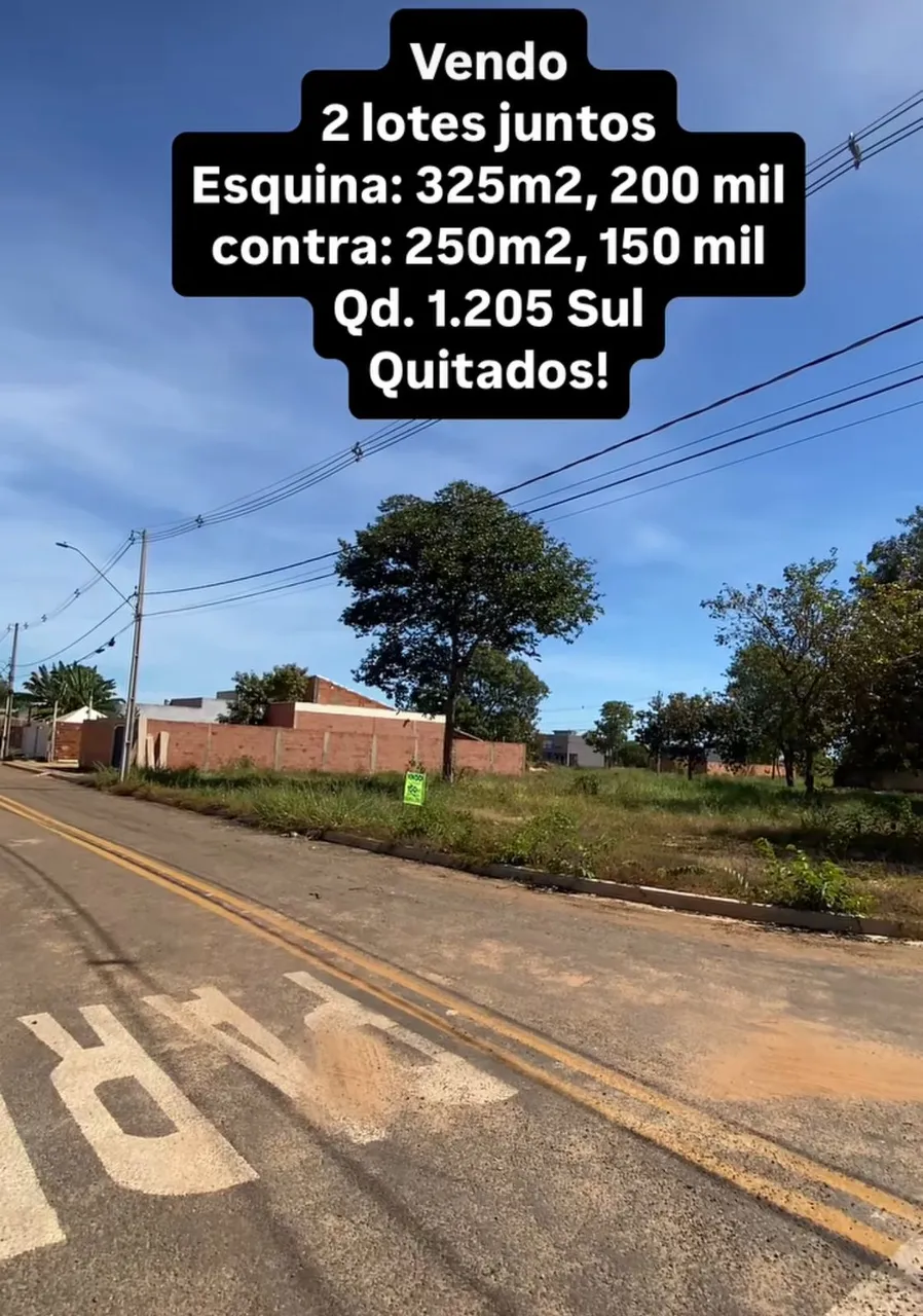 1205 sul ARSO 122 , 2 lotes juntos,sendo esquina e contra esquina, quitados