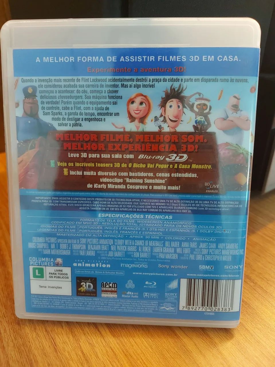 Blu-ray 3D / 2D Tá Chovendo Hambúrguer Filme - Foto 2
