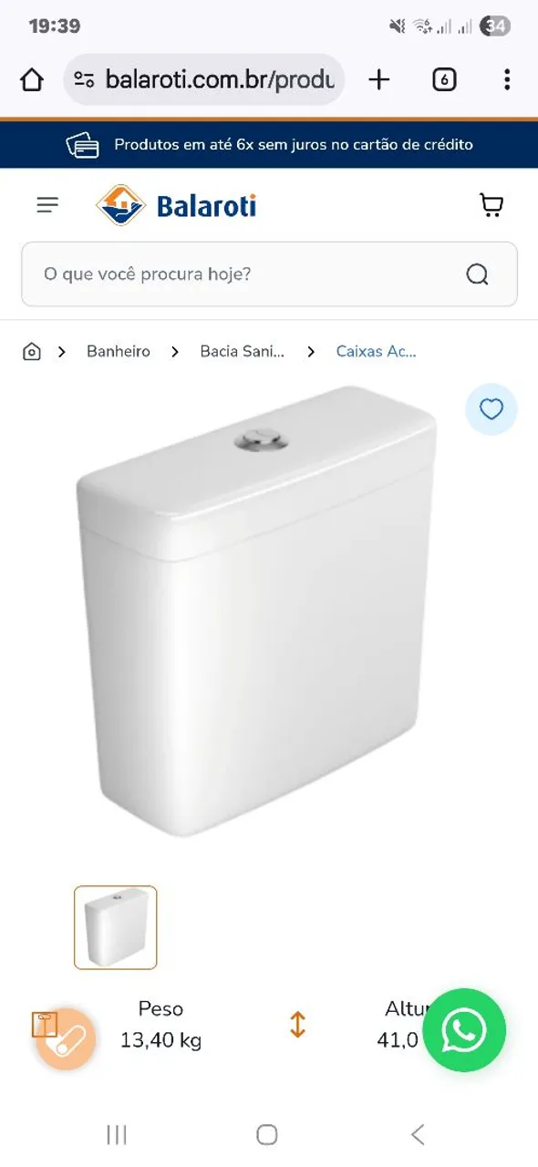 Bacia Sanitária com caixa acoplada