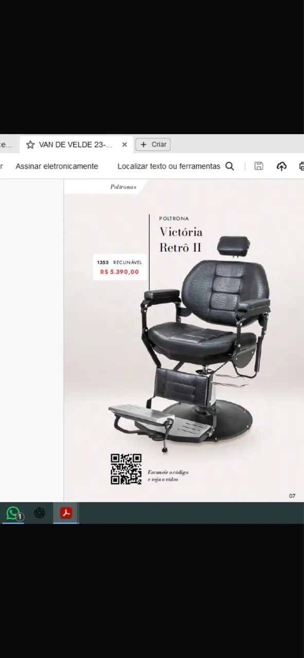 Cadeira de barbeiro cabeleireiro/ Poltrona Van Del Valde - Foto 4