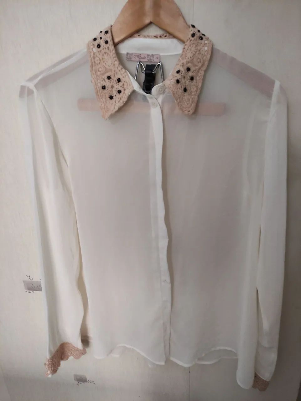 Alpelo camisa com renda gola até 44