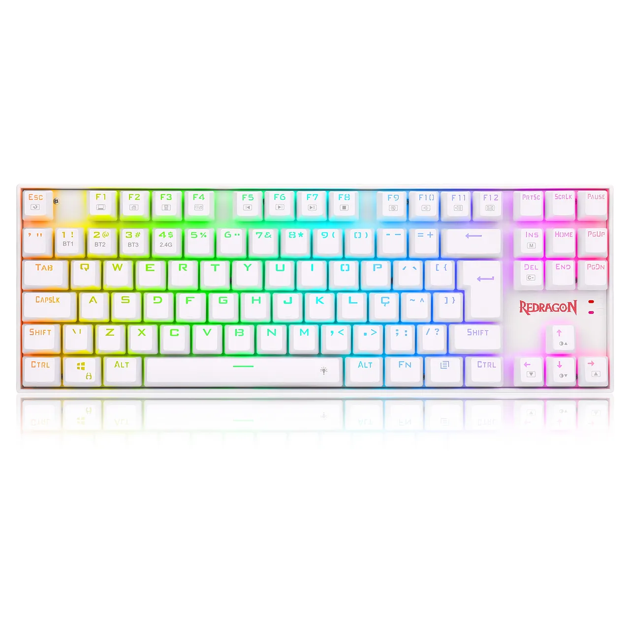 Teclado Gamer Mecanico Redragon Kumara Pro Rgb Wireless E Bluetooth Branco Switch Red