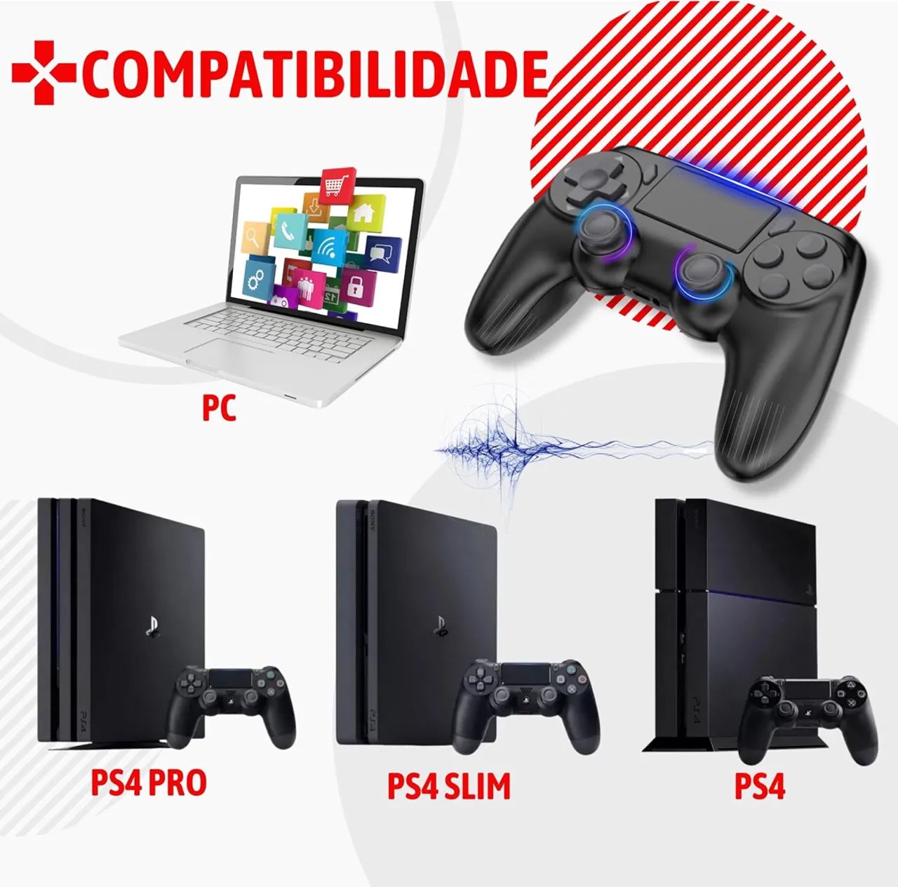 Controle PS4 PlayStation 4 - Preto - Foto 6