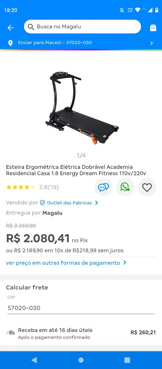 OPORTUNIDADE: Esteira elétrica dream fitness semi nova