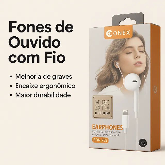 Fone de ouvido Onex Earphones para IPhone