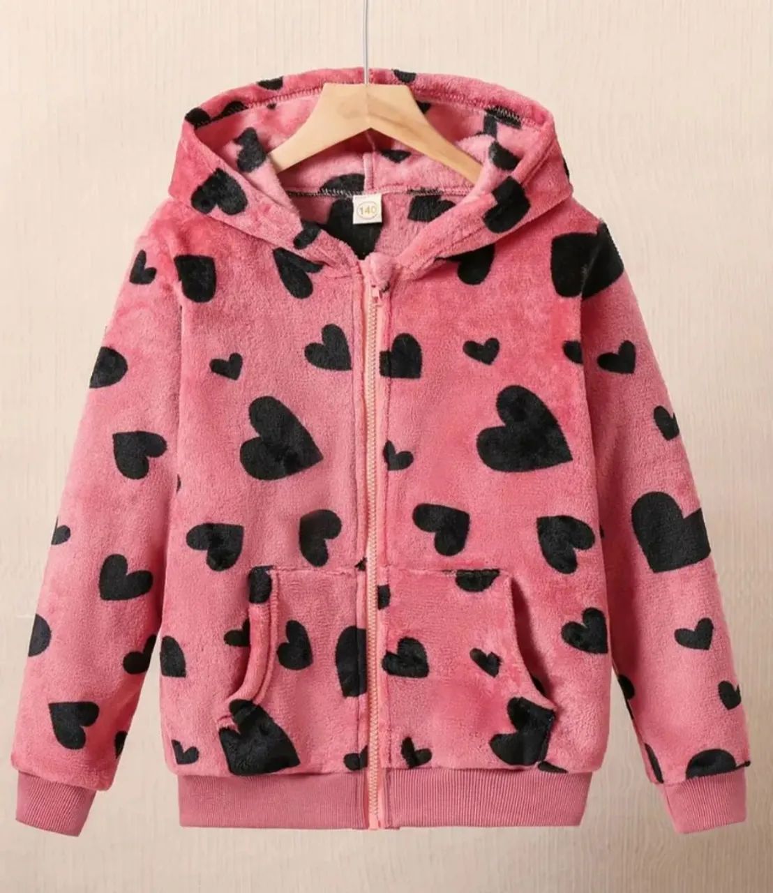 Casaco Infantil Rosa com Corações