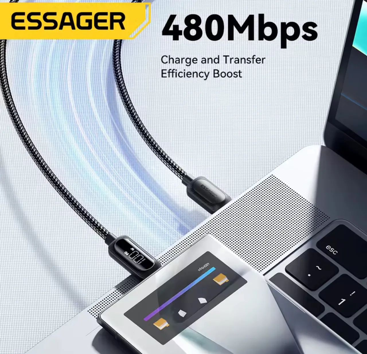 Cabo USB C 3 metros Pd 100w MacBook iPhone Samsung 