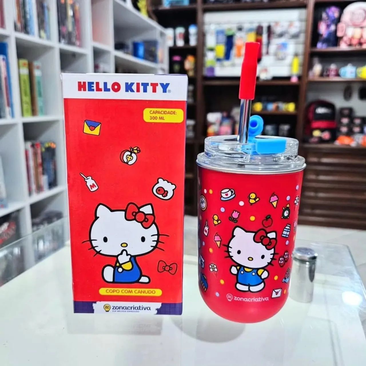 Copo com canudo Hello Kitty 300ml64276661567873120