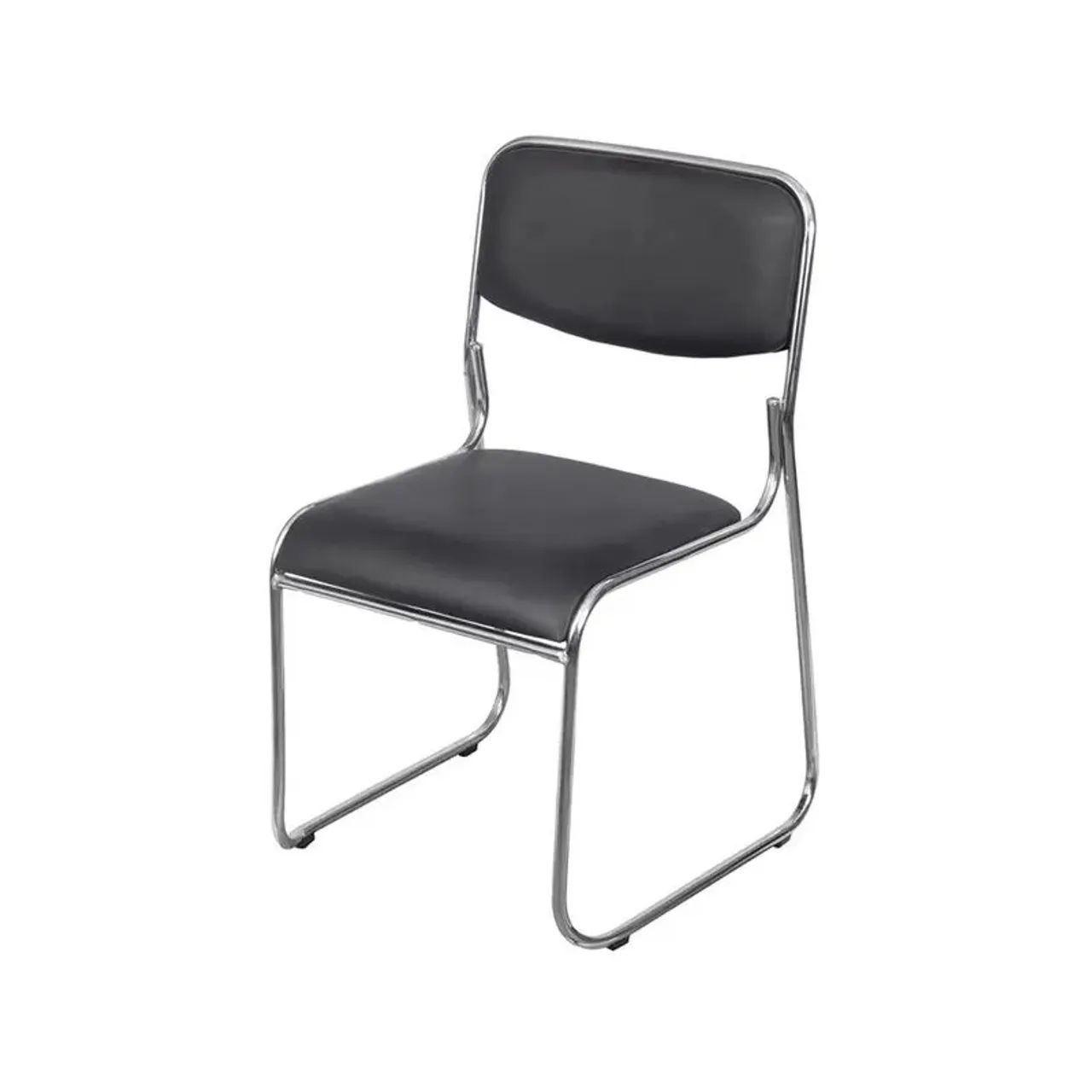 Kit 5 Cadeiras 3328 Fixa Pu Preto Estrutura Cromada