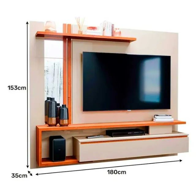 "Painel Elegante com Espelho e Ripado Decorativo - Ideal para TVs de até 60?" - Foto 5