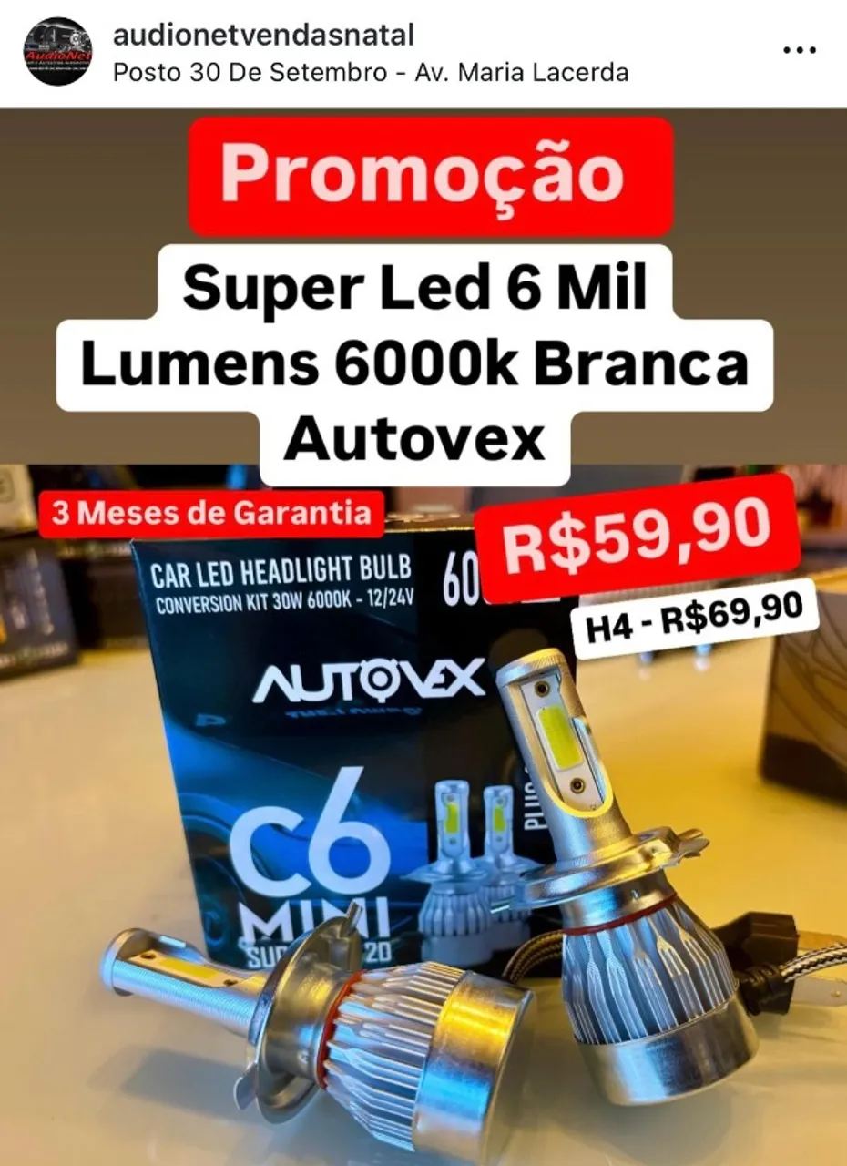 Super Led Autovex Farol Alto Baixo Milha Luz H1 H4 H7 H11 H27 HB3 HB4 Carro Veicular